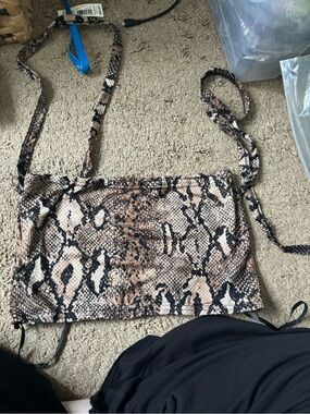 Hollister Snake-Pattern Reptile Harness Top in Brown and Black